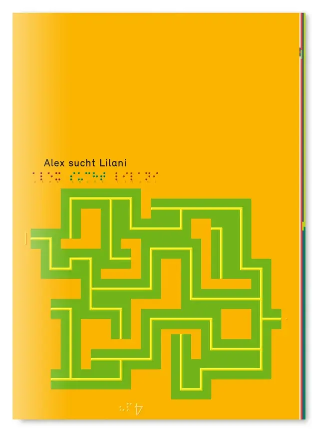 Couverture du volume 4 avec un labyrinthe tactile